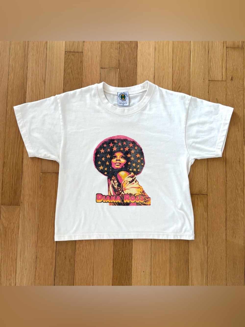 Vintage Cross Colours Cropped Shirt Diana Ross Print Women’s Small